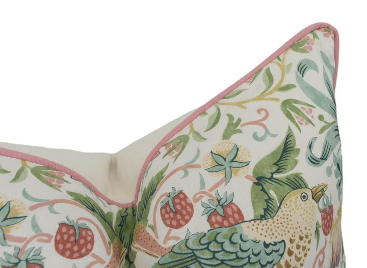 William Morris - Simply Strawberry Thief - Cochineal / Willow - Iconic Morris Bird Designer Cushion Cover - Handmade Home Decor - Luxury.