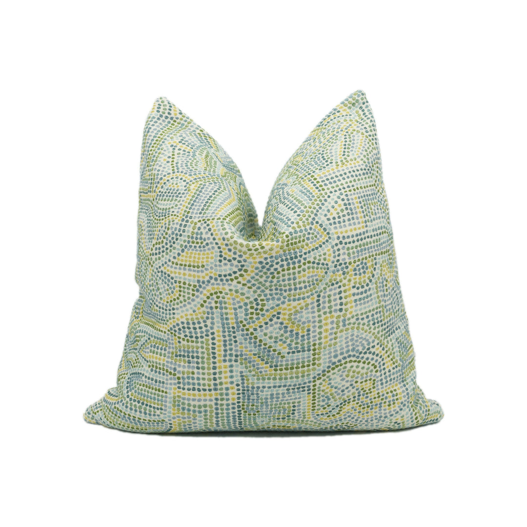 Schumacher - Galina - Sky - Modern Abstract Mosaic Pointillist Designer Cushion Cover - Luxury Throw Pillow - Handmade Home Décor.