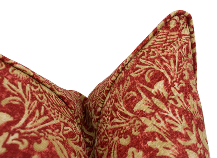 William Morris - Brer Rabbit - Red / Hemp - Linen - Cushion Cover Throw Pillow Designer Home Decor.