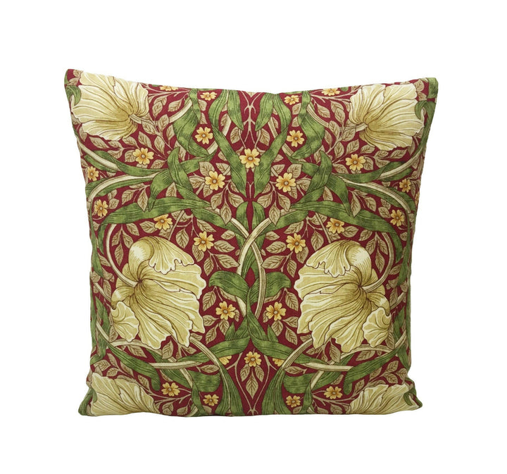William Morris - Pimpernel Linen - Red / Thyme Cushion Cover Throw Pillow Designer Home Decor.