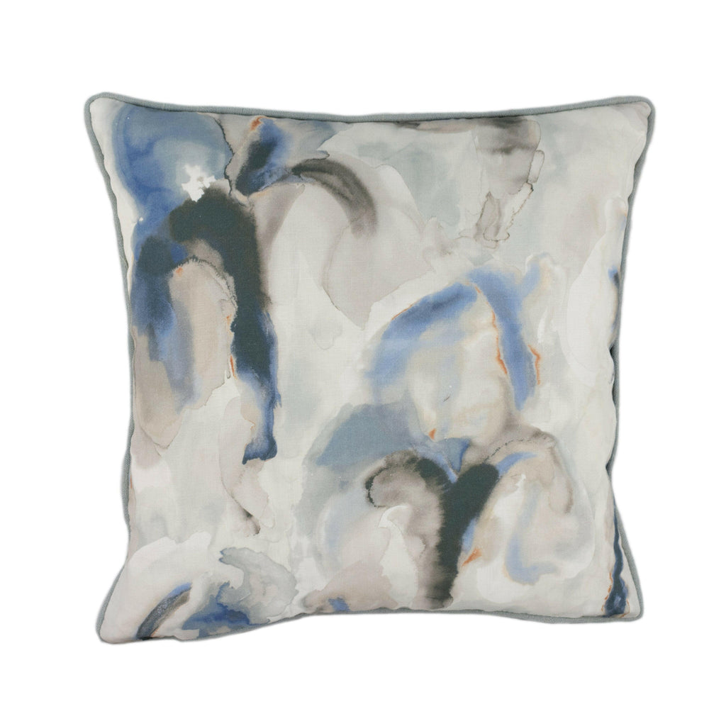Zoffany - Water Iris - Ink / Charcoal - Abstract Water Lily Cushion Cover - Handmade Brushstroke Throw Pillow Designer Home Decor.