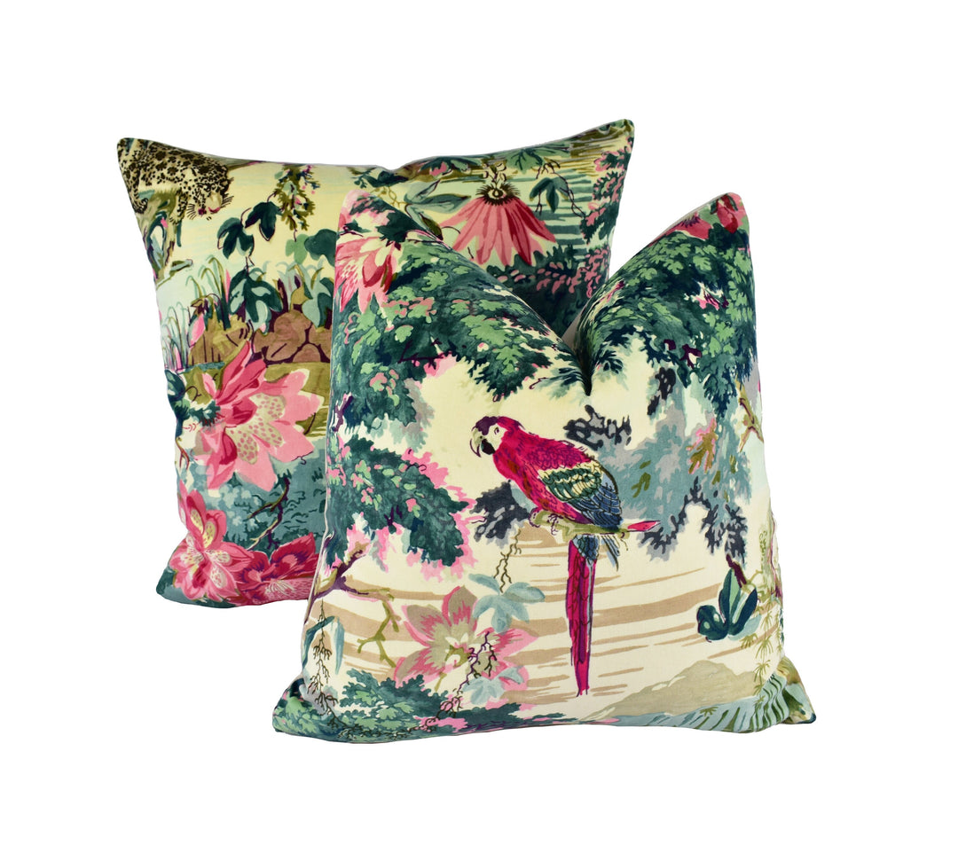 Linwood - Jungle Rumble Velvet - Leopard - Vibrant Tropical Jungle Designer Cushion Cover - Luxury Throw Pillow - Handmade Home Decor