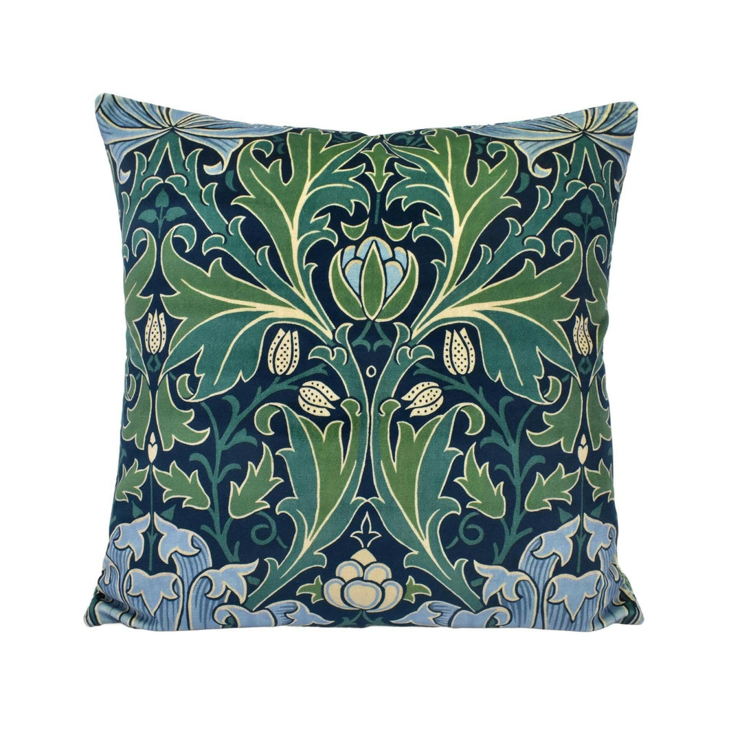 William Morris - Helena - Indigo / Boughs - Intricate Persian Artichoke Velvet Designer Cushion Cover - Luxury Throw Pillow - Handmade Home.
