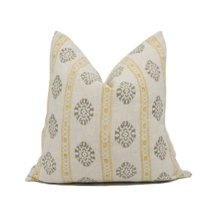 GP & J Baker - Alma - Ochre / Mole - Indian Inspired Striped Cushion Cover - Handmade Throw Pillow - Designer Home Décor.