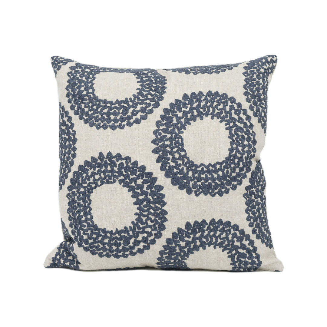 Clarke &amp; Clarke - Dashiki - Indigo - Rustic Geometric Embroidered Cushion Cover - Handmade Throw Pillow - Designer Home Décor