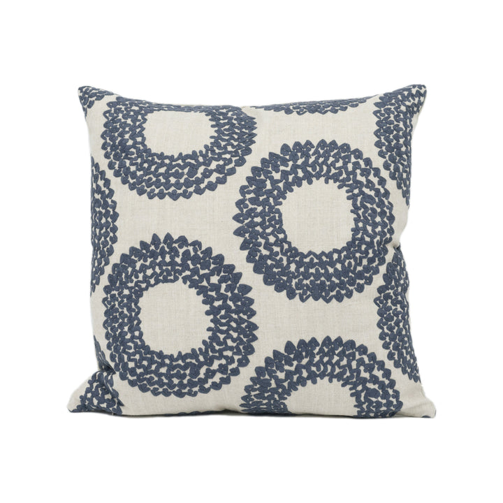 Clarke &amp; Clarke - Dashiki - Indigo - Rustic Geometric Embroidered Cushion Cover - Handmade Throw Pillow - Designer Home Décor