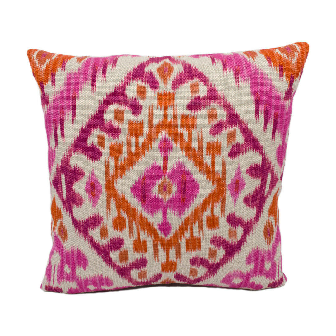 Manuel Canovas - Boheme - Rose / Orange - Superb Asian Ikat Cushion Cover - Handmade Throw Pillow - Designer Home Décor.