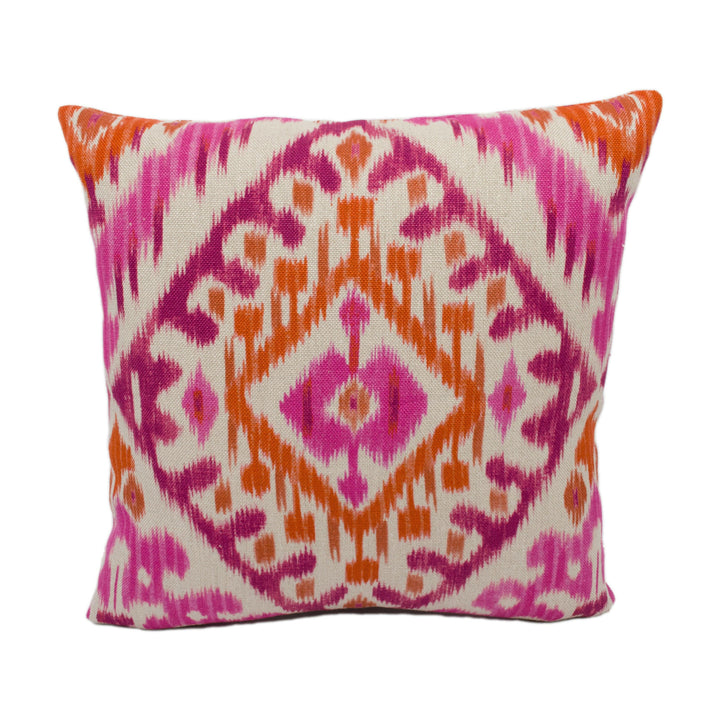 Manuel Canovas - Boheme - Rose / Orange - Superb Asian Ikat Cushion Cover - Handmade Throw Pillow - Designer Home Décor.
