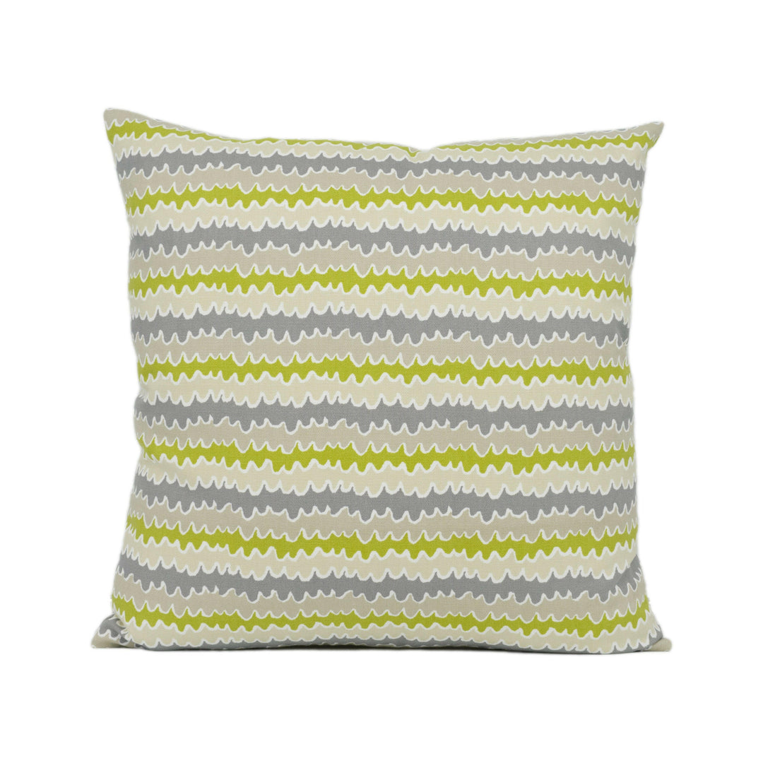 Scion - Hetsa - Pebble / Apple / Slate - Cute Horizontal Squiggle Cushion Cover Handmade Throw Pillow Designer Home Décor.