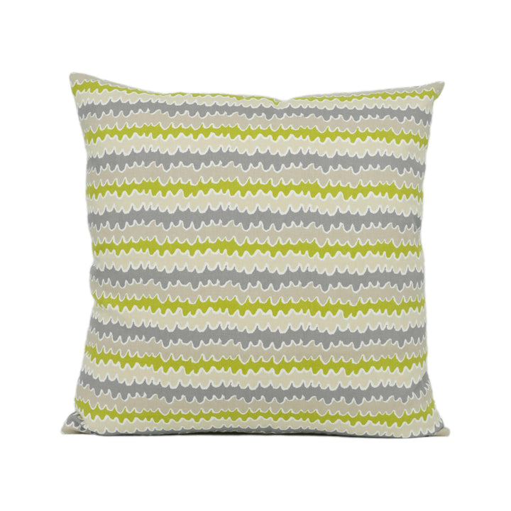 Scion - Hetsa - Pebble / Apple / Slate - Cute Horizontal Squiggle Cushion Cover Handmade Throw Pillow Designer Home Décor.