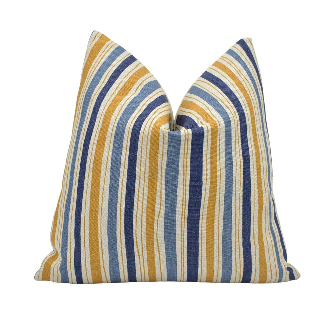 Christopher Farr x And Objects - Boundary - Ochre - Timeless Organic Classic Stripe Designer Cushion Cover - Luxury Throw Pillow - Handmade.