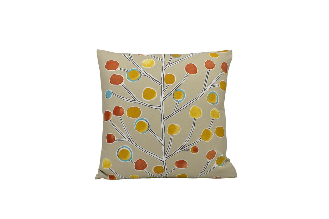 Scion - Berry Tree - Neutral / Tangerine / Powder Blue / Lemon - Artistic Colourful Tree Cushion Cover - Handmade Throw Pillow Designer Home.