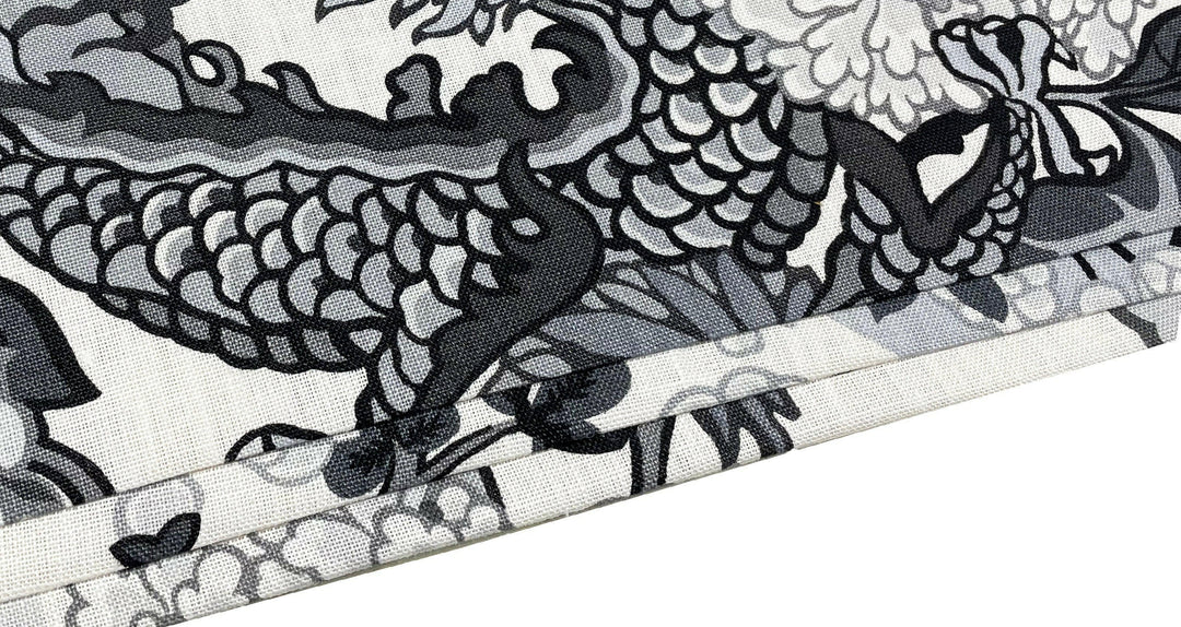 Schumacher - Chiang Mai Dragon - Smoke  -  Made To Measure Professionally Made Roman Blind.