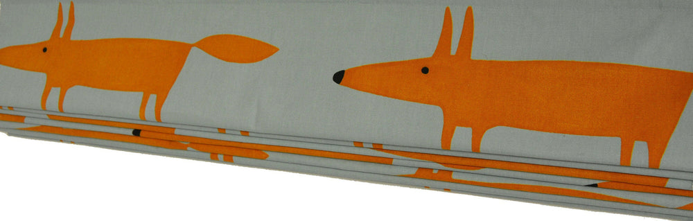 Scion - Mr Fox - Sky, Tangerine and Chalk - Made To Measure Professionally Made Roman Blind.