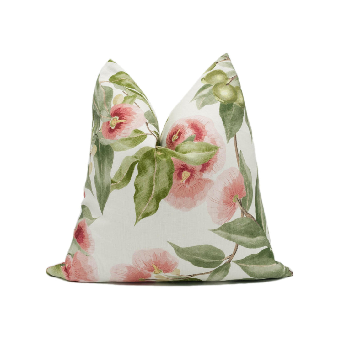 Thibaut - Camellia Garden - Coral - Beautiful English Trailing Floral Cushion Cover - Handmade Throw Pillow - Designer Home Décor.