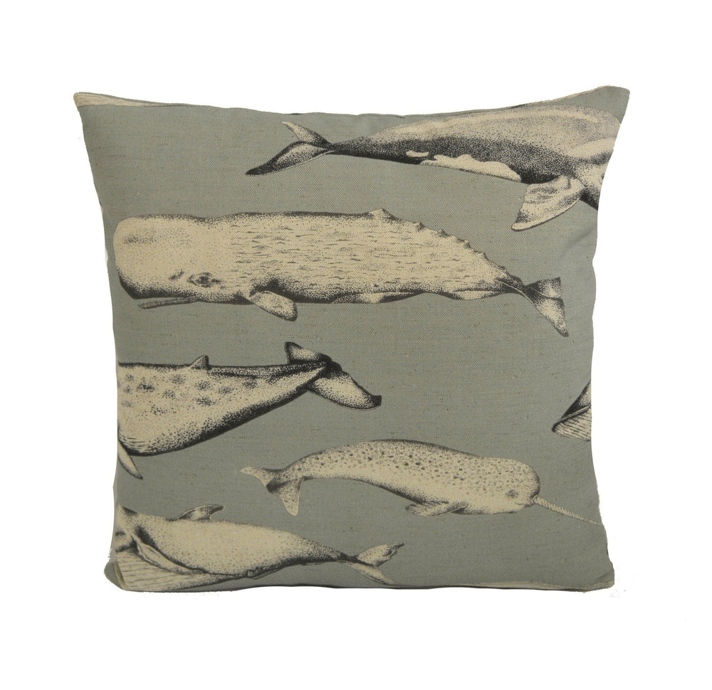 Voyage - Balaenae - Antique - Charming Realistic Sketch Whale Cushion Cover Throw Pillow Designer Home Decor.