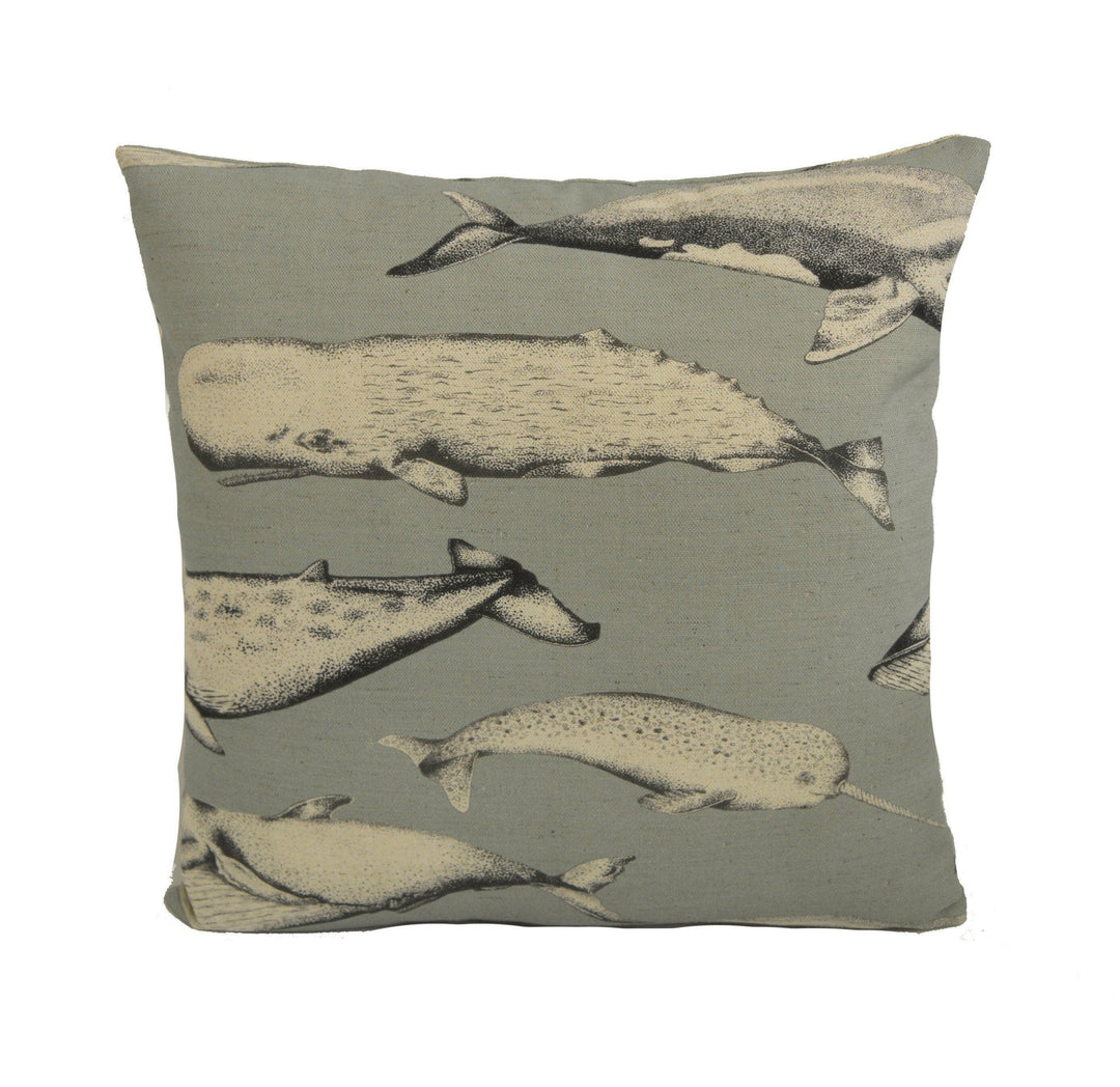 Voyage - Balaenae - Antique - Charming Realistic Sketch Whale Cushion Cover Throw Pillow Designer Home Decor.