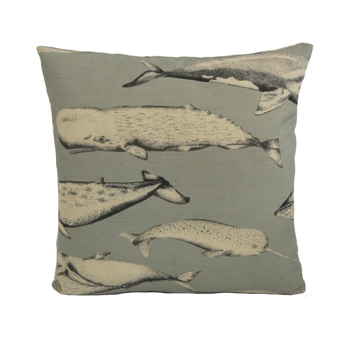 Voyage - Balaenae - Antique - Charming Realistic Sketch Whale Cushion Cover Throw Pillow Designer Home Decor.