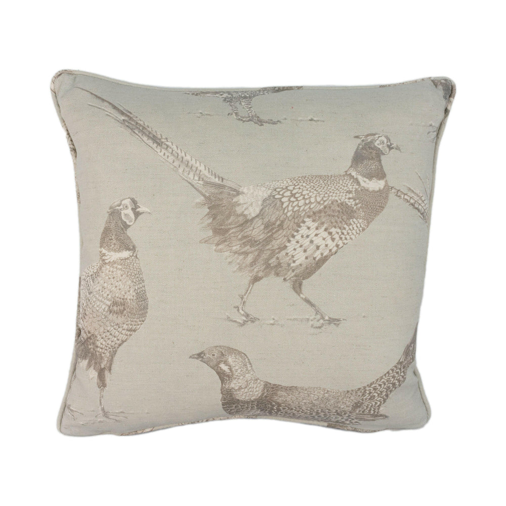 Voyage - Venatu - Sepia - Artistic Pen Drawn Pheasant Cushion Cover - Handmade Throw Pillow Designer Country Home Decor.