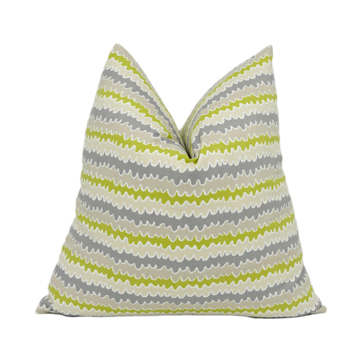 Scion - Hetsa - Pebble / Apple / Slate - Cute Horizontal Squiggle Cushion Cover Handmade Throw Pillow Designer Home Décor.