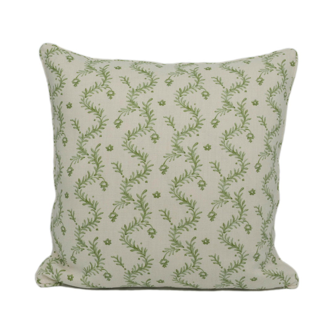 Linwood - Magic Lantern - Sea Kelp - Marine Style Trailing Floral Self Piped Cushion Cover - Handmade Throw Pillow - Designer Home Décor.