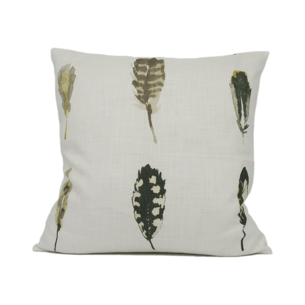 Harlequin - Limosa - Mustard / Cacao / Stone - Exotic Feather Self-Piped Cushion Cover Throw Pillow Designer Home Décor.