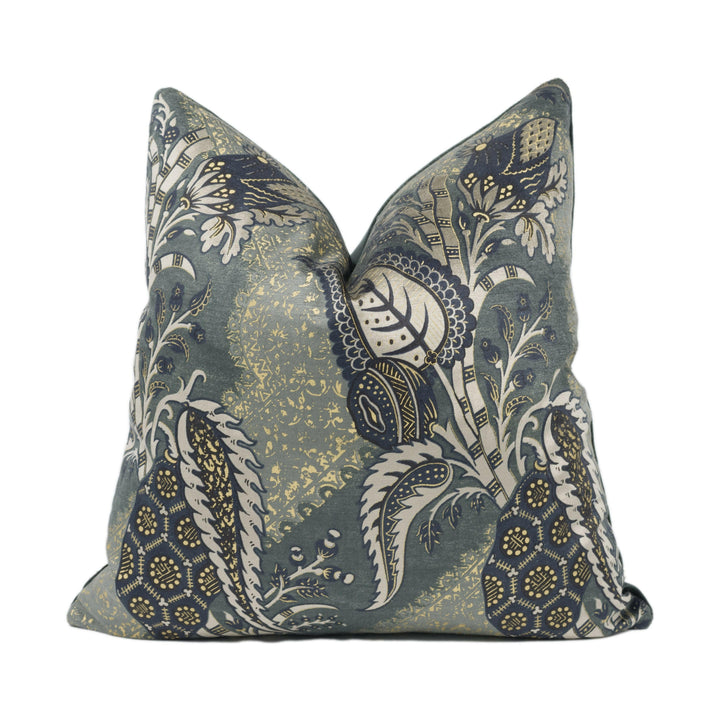Zoffany - Bizarre Velvet - Nocturne - Whimsical Metallic Velvet Floral Cushion Cover - Handmade Throw Pillow Designer Home Decor.