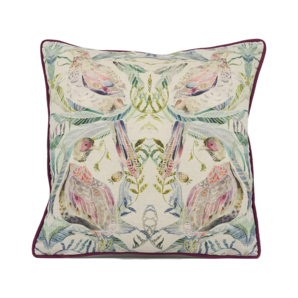 Voyage - Netherton - Loganberry - Striking Contrast Piped Watercolour Statement Cushion Cover - Handmade Throw Pillow - Designer Home Décor.