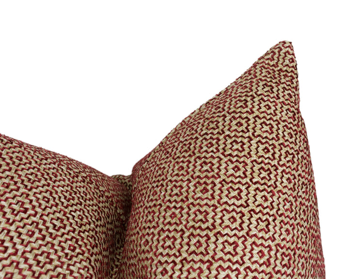 Sanderson - Linden - Russet - Rustic Small Scale Geometric Cushion Cover - Handmade Throw Pillow - Designer Home Décor.