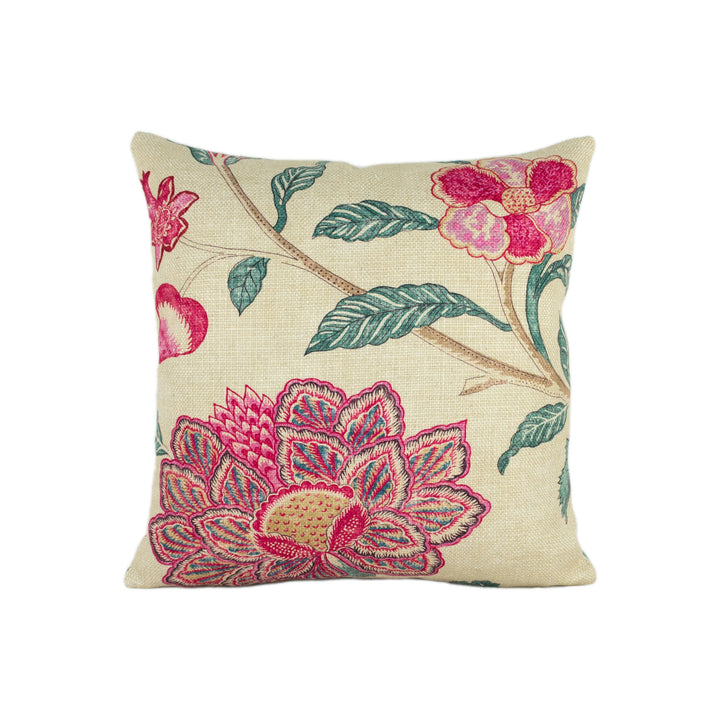 Zoffany - Kalamkari - Indigo / Red - Romantically Flamboyant Floral Cushion Cover - Handmade Throw Pillow Designer Home Decor.