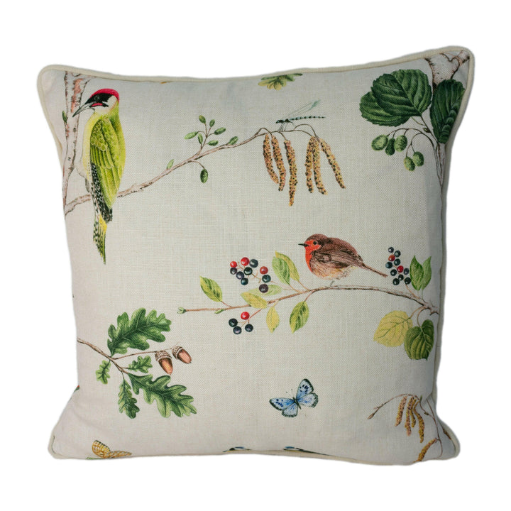 Sanderson - Woodland Chorus - Linen / Multi - Stunning Designer Cushion Cover Home Decor Throw Pillow.