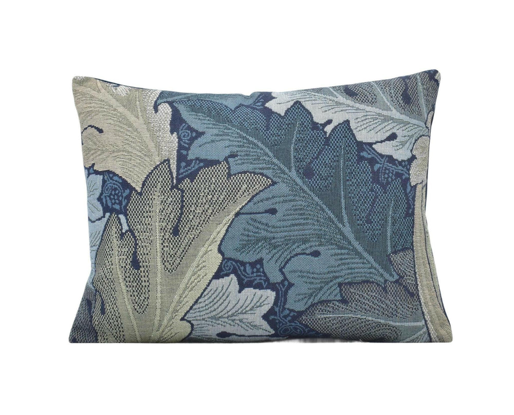 William Morris - Acanthus Tapestry - Indigo / Mineral - Luxury Woven Designer Cushion - Blue Thick Leaves Tapestry Pillow Cover - Classic.