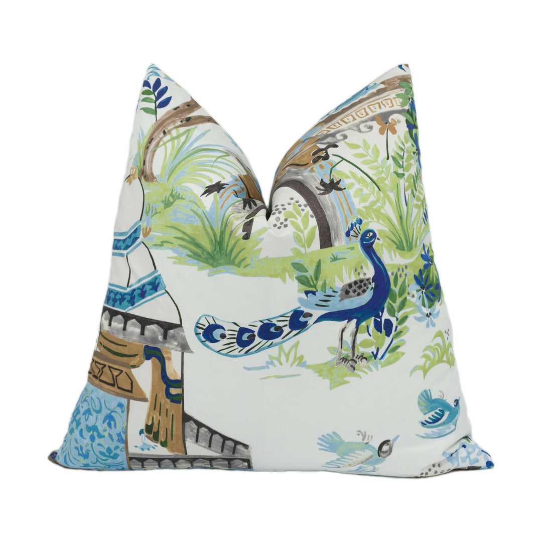 Thibaut - Mystic Garden - Blue and Green - Sophisticated Cushion Cover Handmade Throw Pillow Designer Home Décor.