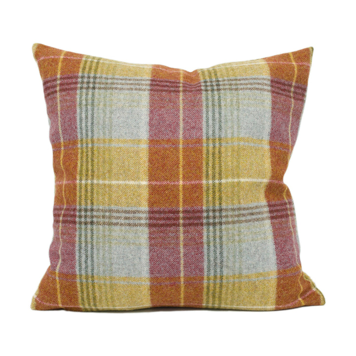 Jim Dickens - Carousel Check - Fireclay - Pure Wool Tartan Plaid Check Cushion Cover - Handmade Throw Pillow - Designer Home Décor.