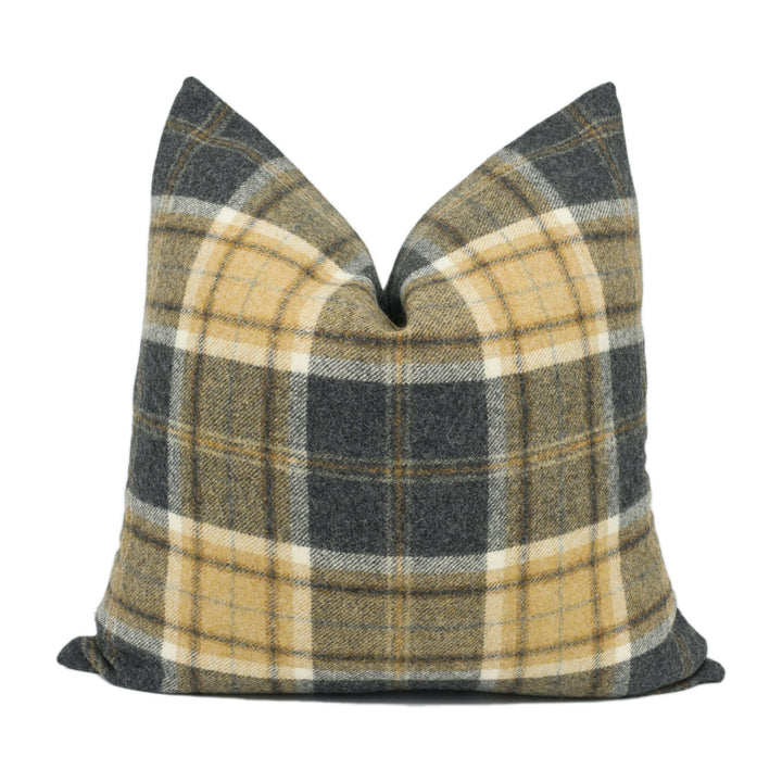 Abraham Moon - Aysgarth - Charcoal -  100% Wool Cushion Cover - Designer Plaid Pillow Cover - Handmade Custom Abraham Moon Pillow.