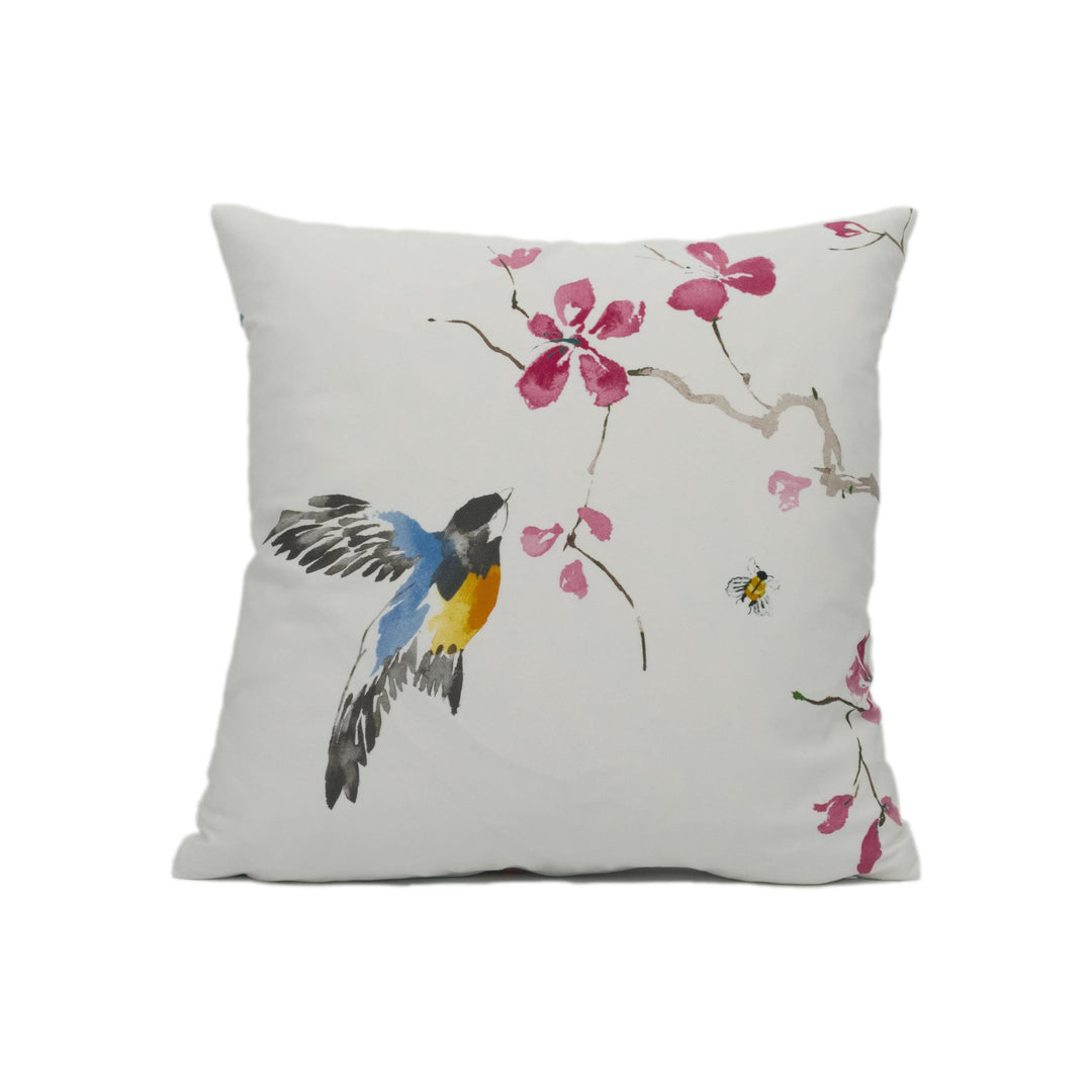Sanderson - Magnolia & Blossom - Blossom / Leaf - Large Scale Floral Wildlife Cushion Cover - Handmade Throw Pillow - Designer Home Décor.