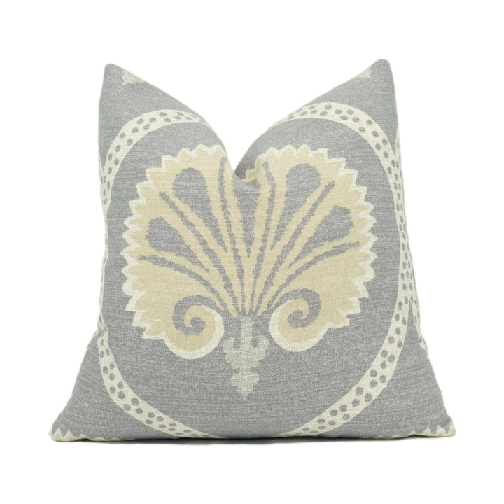 Thibaut - Kimberly - Grey - Stunning Stylized Floral Scroll Cushion Cover - Handmade Throw Pillow - Designer Home Décor.
