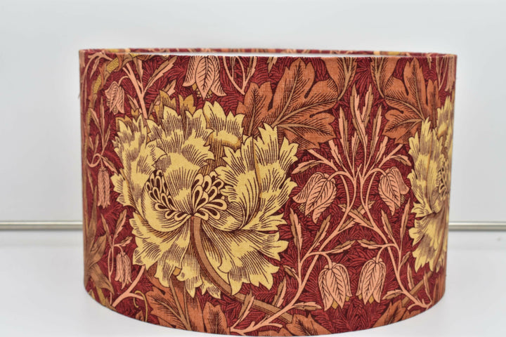 William Morris - Honeysuckle &amp; Tulip  - Brick / Russet - Lampshade - Ceiling Shade - Stunning Handmade Classic Morris Designer Lamp Decor.