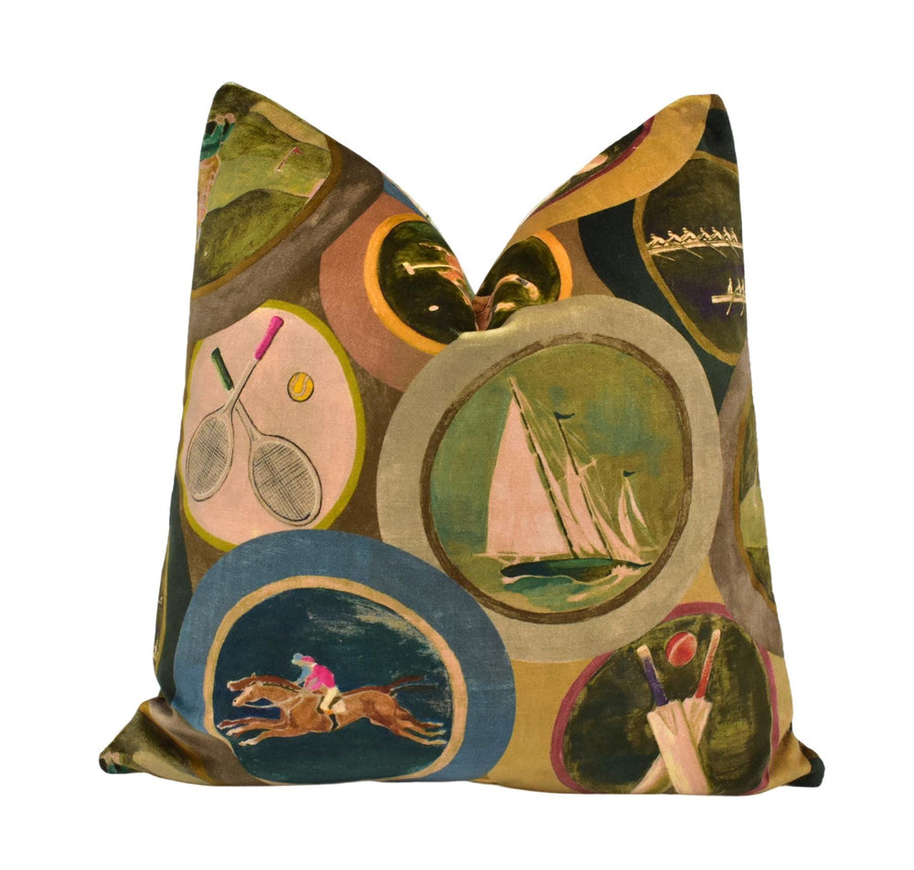 a decorative pillow with a picture of a sailboat