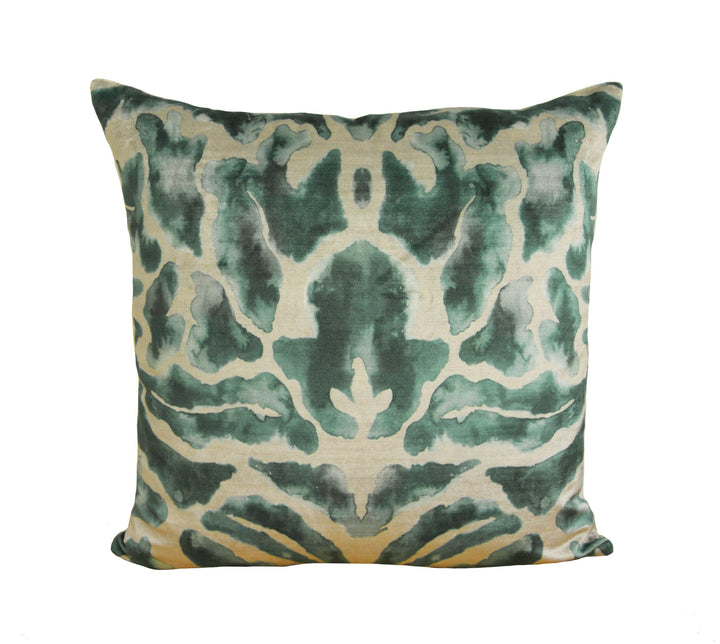 Voyage Decoration - Nikko - Emerald - Majestic Painterly Damask Velvet Cushion Cover - Handmade Throw Pillow Designer Home Decor.