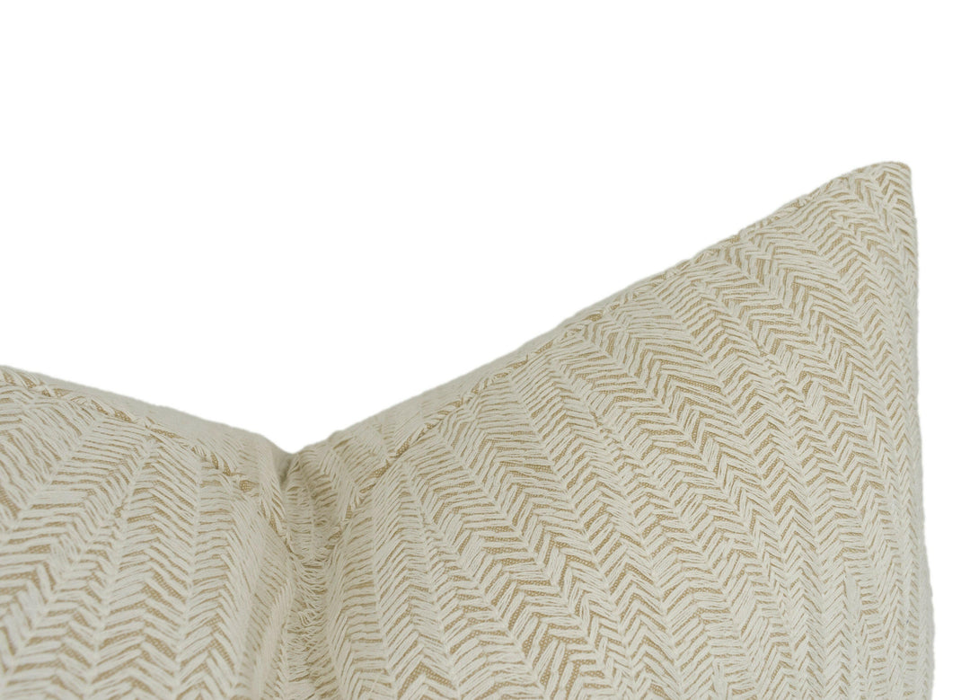 Sanderson - Beckett - Chalk / Taupe - Rustic Embroidered Herringbone Cushion Cover - Handmade Throw Pillow - Designer Home Décor.