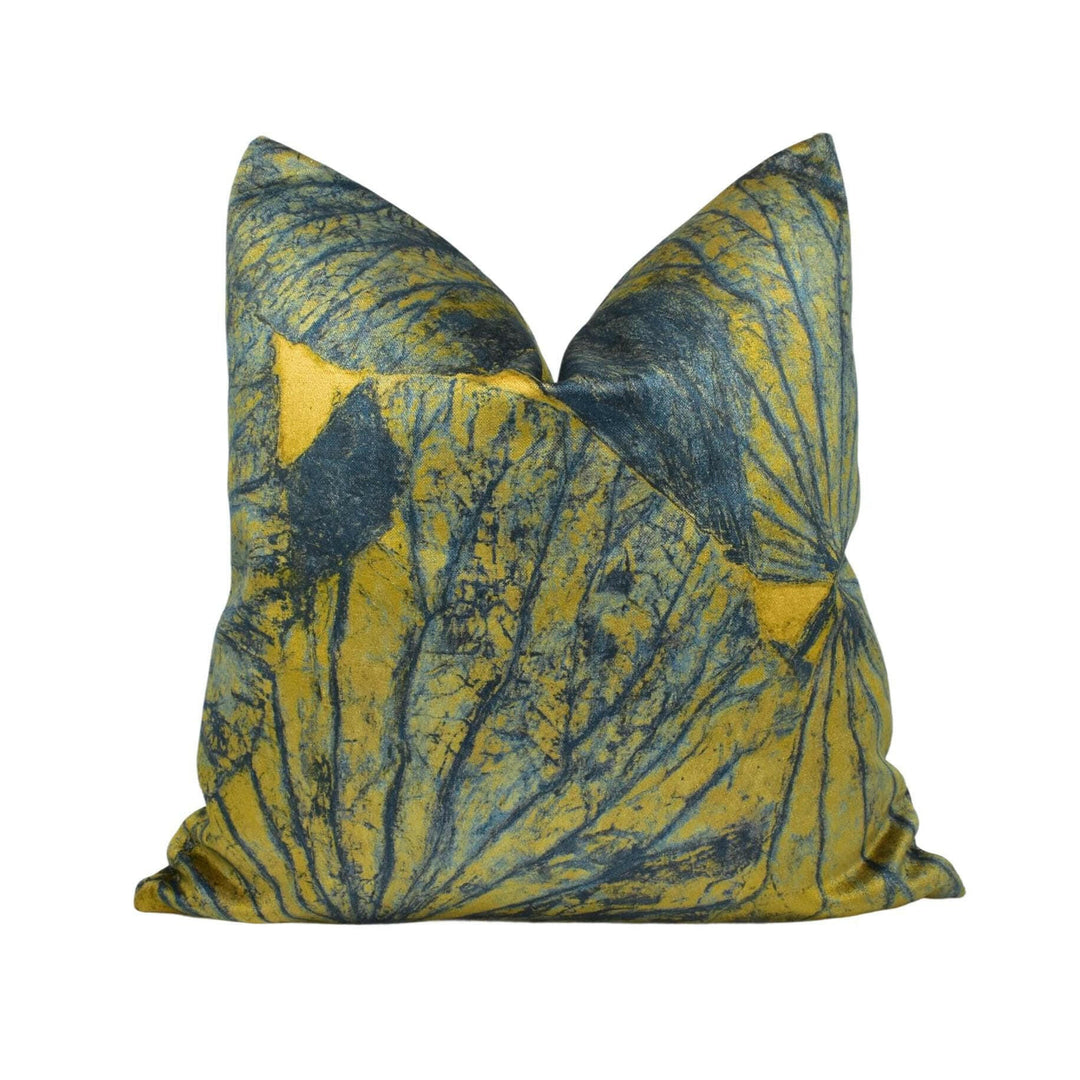 Zoffany - Taisho - Tigers Eye - Lavish Lotus Leaf Velvet Designer Cushion Cover - Luxury Modern Throw Pillow - Handmade High End Home Decor.