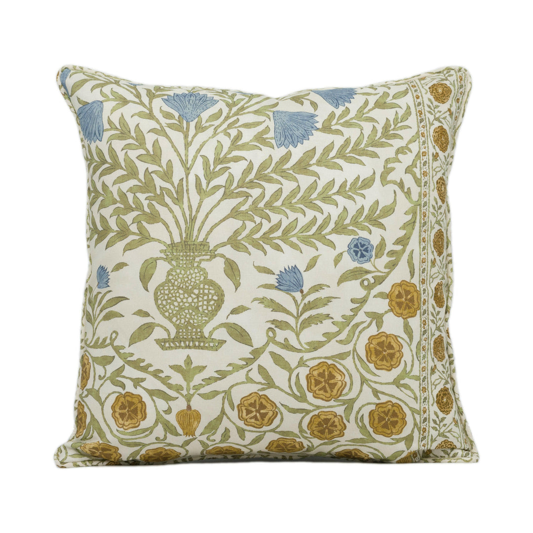 Oscar De La Renta for Lee Jofa - Sameera - Sapphire / Gold - Exotic Floral Cushion Cover - Self Piped Throw Pillow - Designer Home Décor.