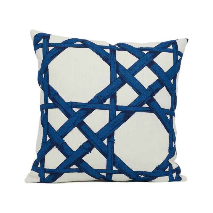 Thibaut - Cyrus Cane - Navy - Modern Bamboo Summer House Cushion Cover Handmade Throw Pillow Designer Home Décor.