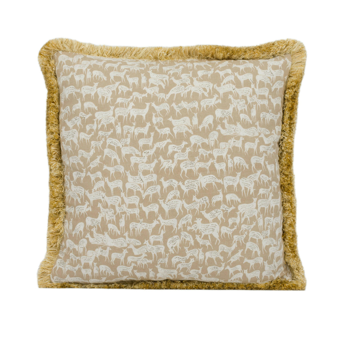 Schumacher - Fauna - Fawn - Plush Fringed Deer Cushion Cover - Handmade Throw Pillow - Designer Home Décor.