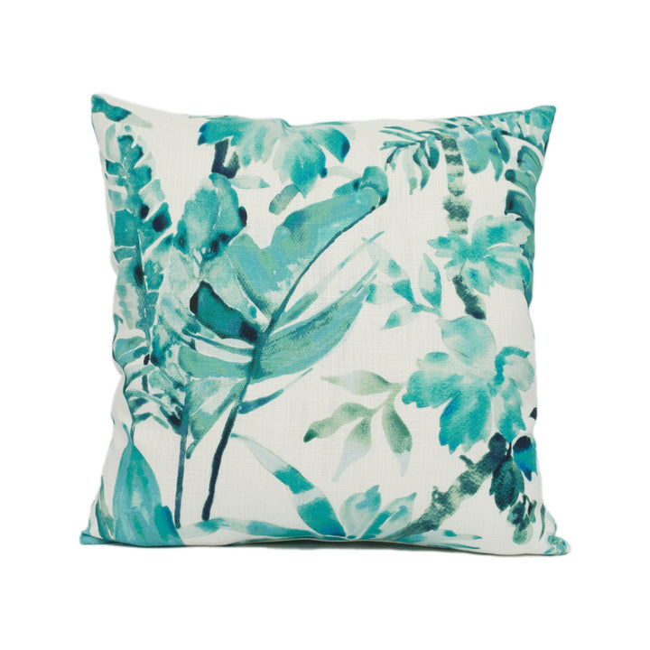Chivasso - Jungle Like - Teal - Botanical Tropical Leaf Print Cushion Cover - Handmade Throw Pillow - Designer Home Décor.