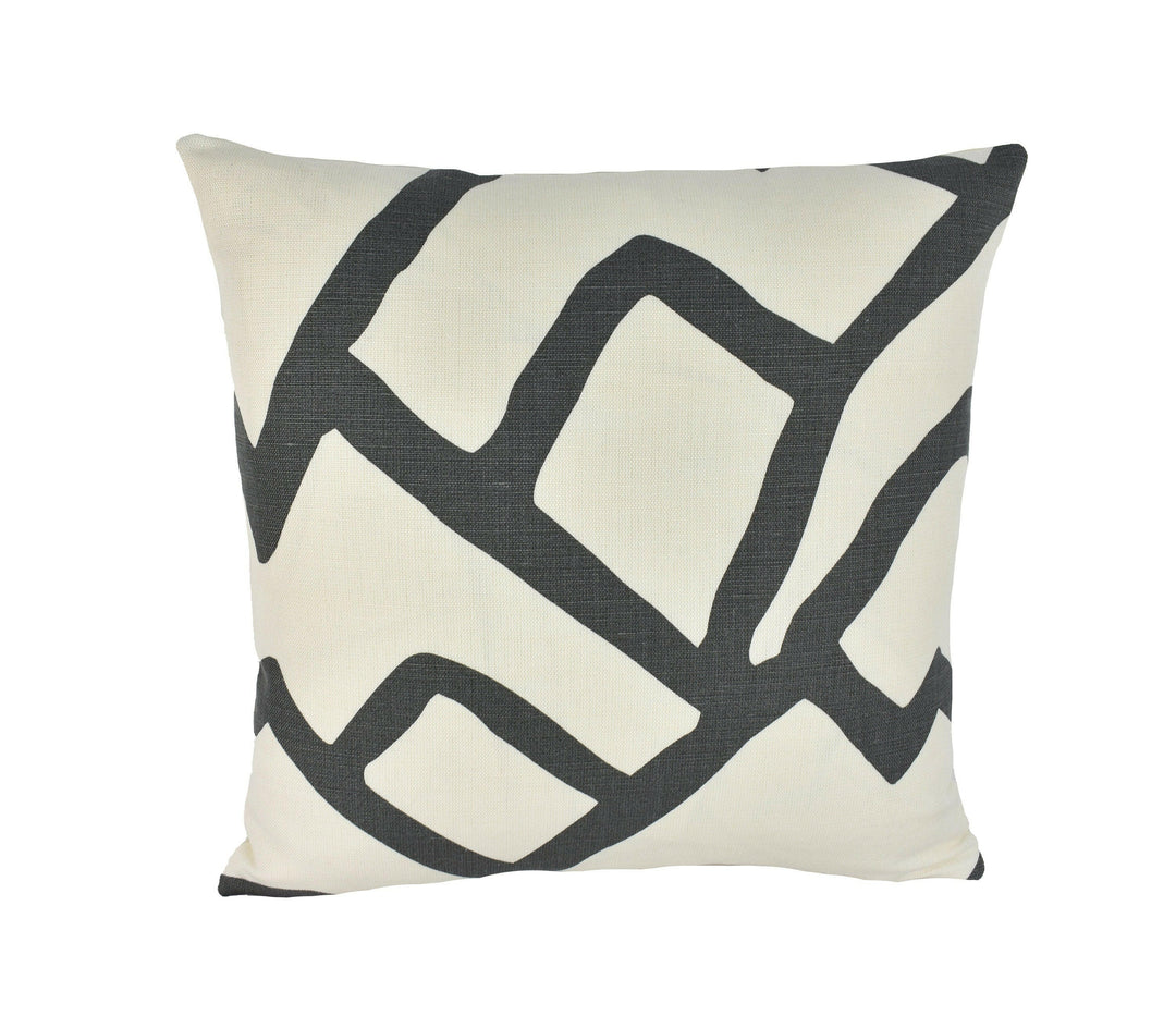Schumacher - Zimba - Charcoal - Stylish Graphic Avant Garde Designer Cushion Cover - Handmade Throw Pillow - Luxury Home Decor.