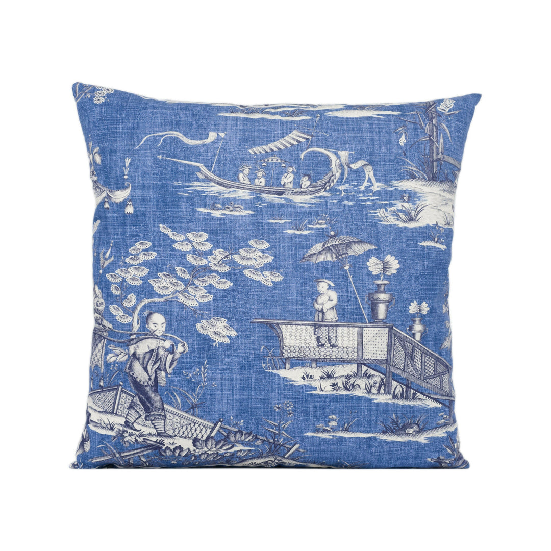Thibaut - Cheng Toile - Navy - Sophisticated Modern Chinoiserie Cushion Cover - Designer Home Décor Handmade Throw Pillow.