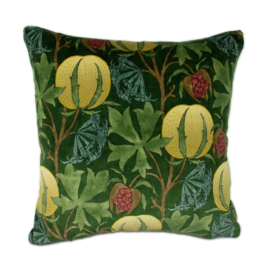 GP and J Baker - Pumpkins - Green / Terracotta - Inspired 20th Century Archival Bloc Print Designer Cushion Cover - Luxury Throw Pillow.