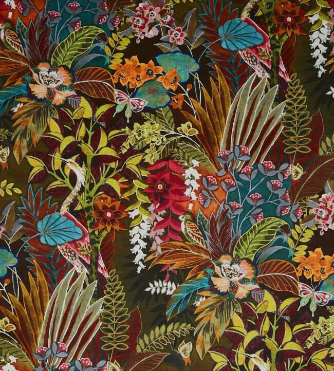 Prestigious - Hidden Paradise - Calypso - Tropical Maximalist Velvet Cushion Cover - Handmade Throw Pillow Designer Home Decor.